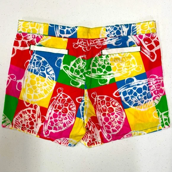 Lilly Pulitzer Shorts Girls 12 Rollin Turtles Mini Callahan Patchwork Cotton - Picture 2 of 4